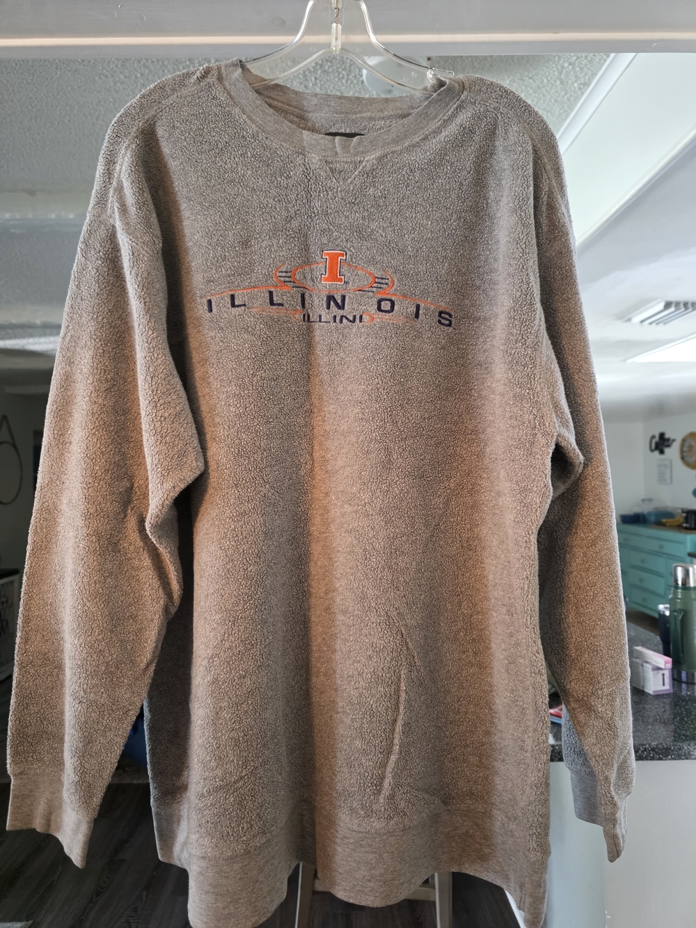 Pro Edge Illinois Fleece Crewneck Sweatshirt - Gray with Orange Logo